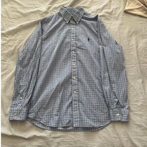 Ralph Lauren‎ Button Down Shirt Mens Large Blue White Checkered Long Sleeve
